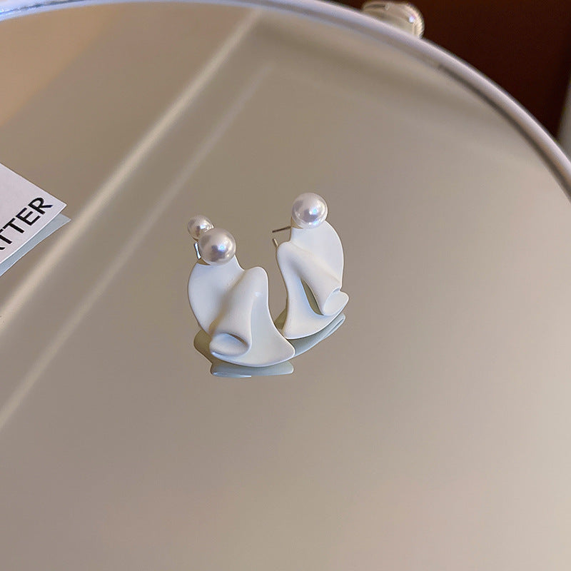 銀針輕奢鋯石花朵蝴蝶珍珠款耳釘氣質耳環高級感秋冬法式復古耳飾