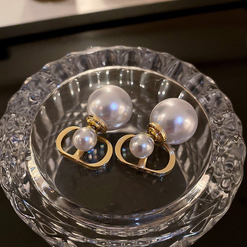 銀針復古花朵愛心字母珍珠耳環法式氣質耳釘輕奢高級感耳飾女