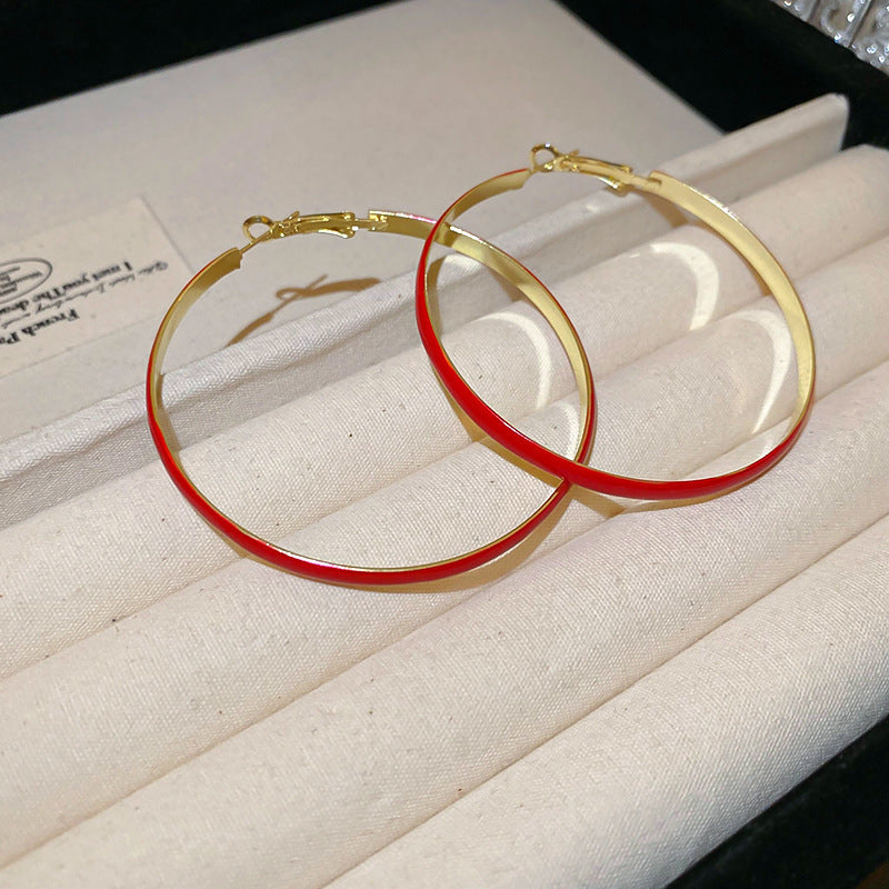 銀針多巴胺彩色耳圈甜美小清新簡約個性耳環設計感小衆歐美耳飾女