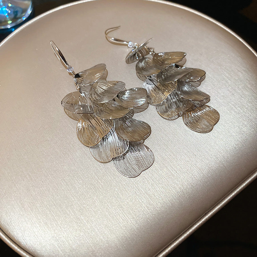 歐美跨境藍色民族風羽毛流蘇耳環輕奢高級感耳墜誇張度假風耳飾女