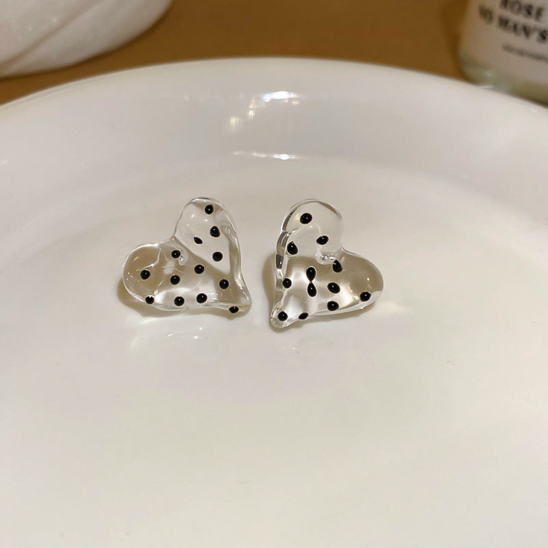 銀針冷淡風透明樹脂水滴花朵珍珠耳環時尚耳釘跨境歐美高級感耳飾