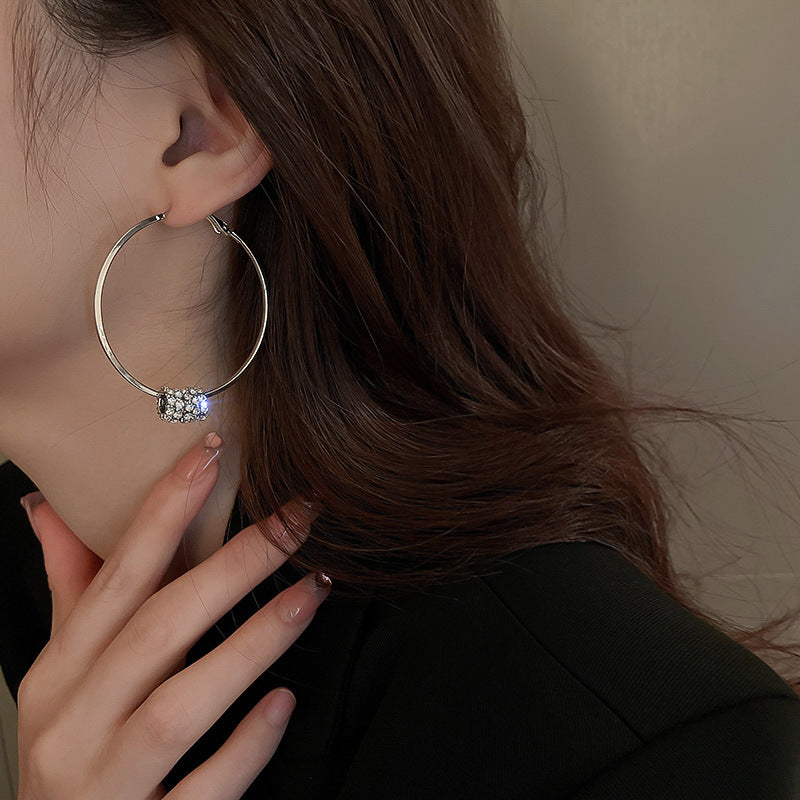 銀針歐美誇張銀色素圈愛心耳環冷淡風時尚耳圈輕奢個性高級感耳飾