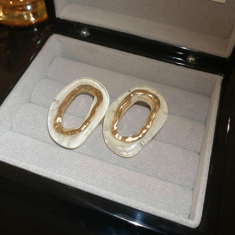 銀針冷淡風透明樹脂水滴花朵珍珠耳環時尚耳釘跨境歐美高級感耳飾