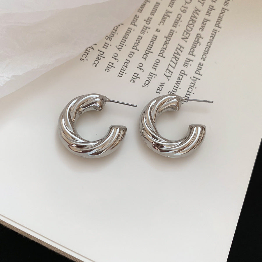 銀針圓圈銀色耳環輕奢高級感耳釘女冷淡風時尚百搭耳飾設計感小衆