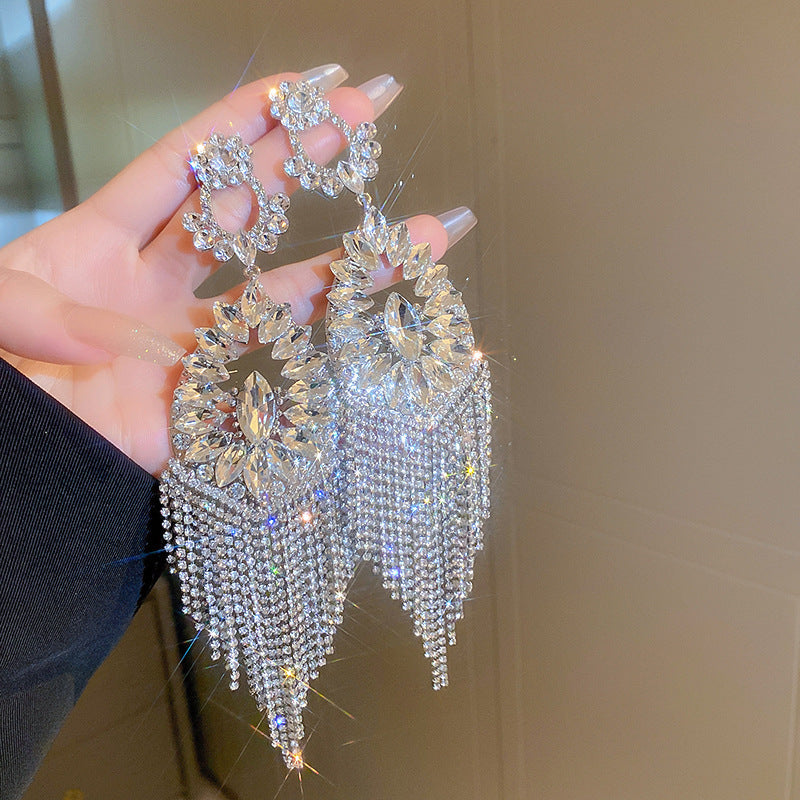 銀針歐美金屬風珍珠蝴蝶花朵流蘇耳釘小衆個性耳環時尚誇張耳飾女