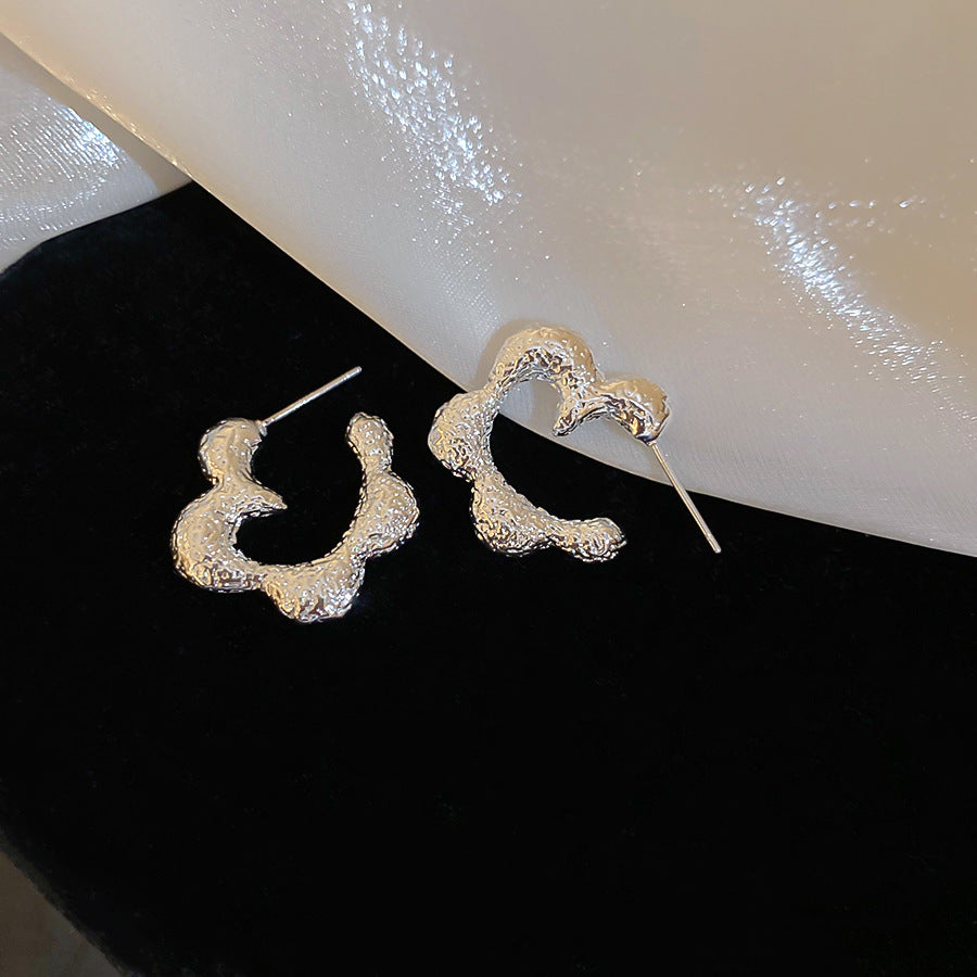 銀針圓圈銀色耳環輕奢高級感耳釘女冷淡風時尚百搭耳飾設計感小衆