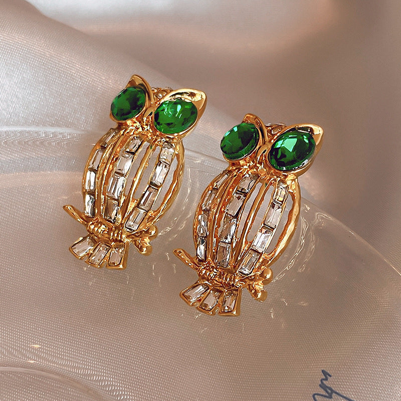 銀針歐美輕奢人造鋯石水晶款愛心耳釘時尚宮廷風耳環高級感耳飾女