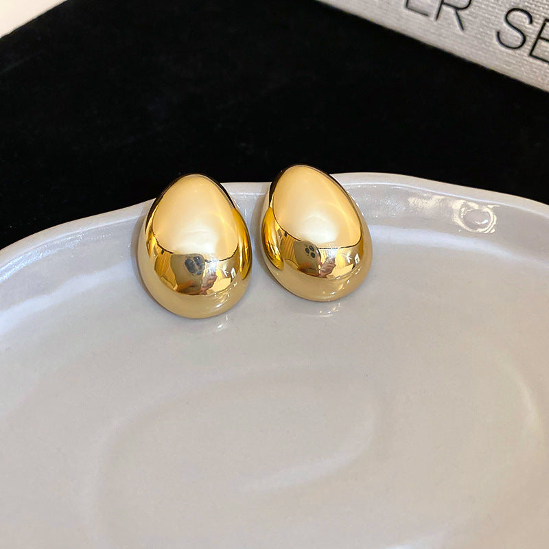 銀針歐美跨境金屬風素圈幾何耳圈氣質個性耳釘耳環誇張高級感耳飾