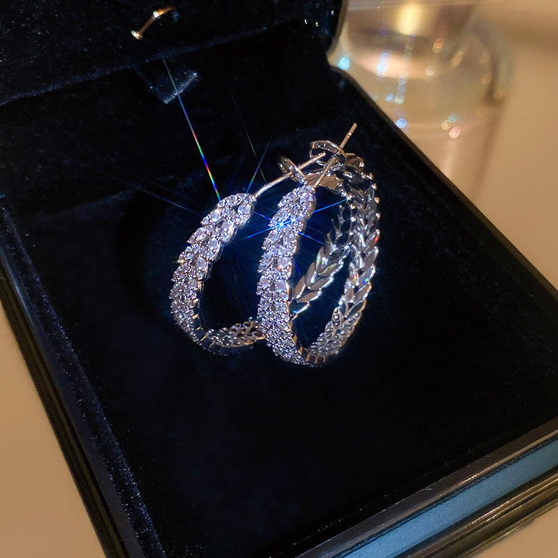 銀針歐美誇張銀色素圈愛心耳環冷淡風時尚耳圈輕奢個性高級感耳飾