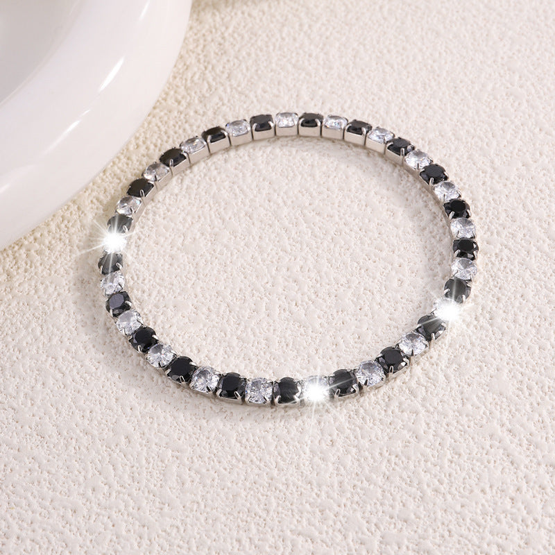 鈦鋼手鐲彈力鑲鑽滿鑽不鏽鋼手鐲女生高級感時尚輕奢不掉色手環