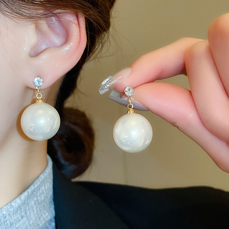 銀針輕奢鋯石花朵蝴蝶珍珠款耳釘氣質耳環高級感秋冬法式復古耳飾