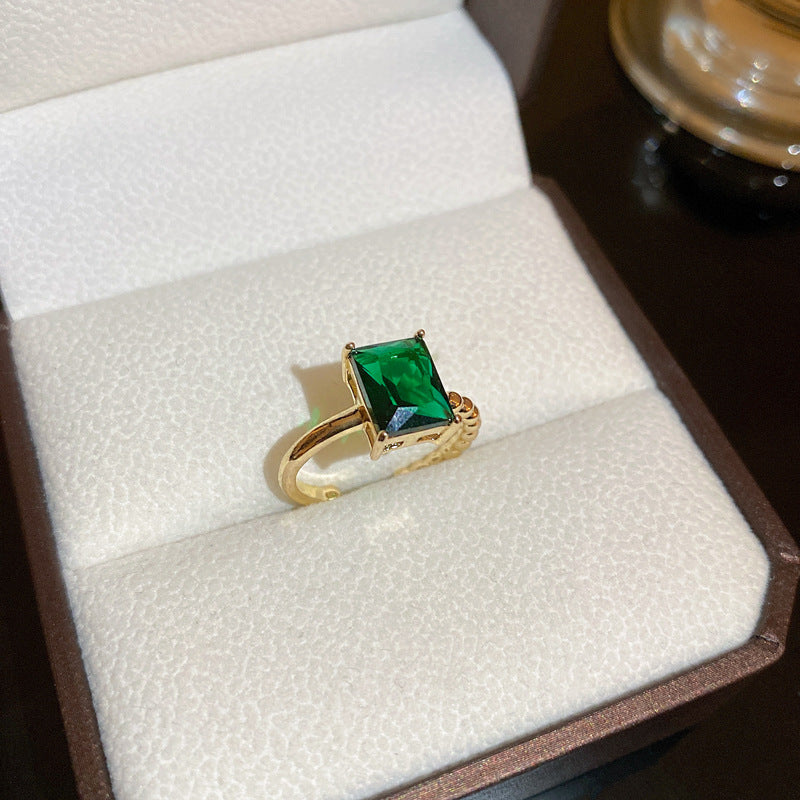 韓國時尚鋯石字母愛心幾何開口戒指輕奢小衆高級感食指戒百搭手飾