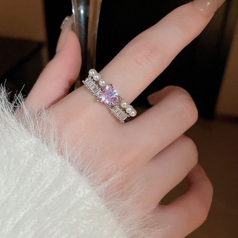 韓國輕奢鋯石圓圈蛇形葫蘆戒指小衆設計感食指戒氣質高級感手飾女