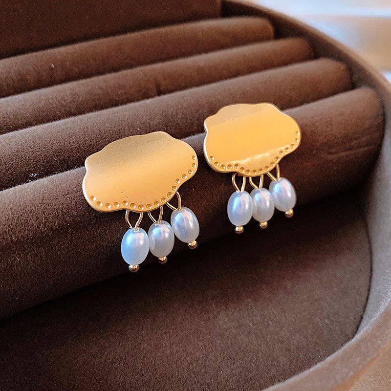 銀針超仙珍珠花朵流蘇耳環氣質時尚耳釘跨境歐美誇張高級感耳飾女