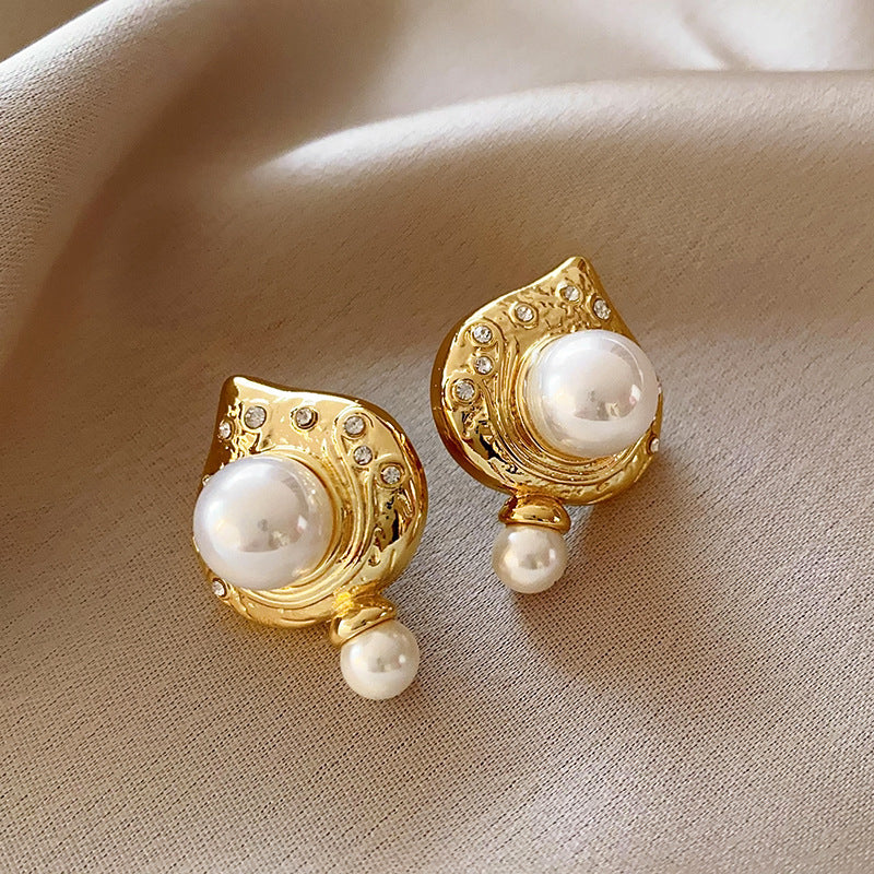 銀針超仙珍珠花朵流蘇耳環氣質時尚耳釘跨境歐美誇張高級感耳飾女