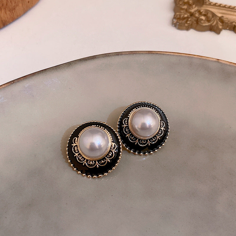 銀針復古花朵愛心字母珍珠耳環法式氣質耳釘輕奢高級感耳飾女