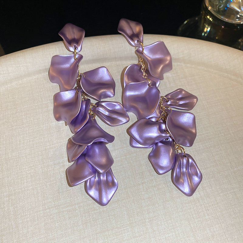 銀針歐美金屬風珍珠蝴蝶花朵流蘇耳釘小衆個性耳環時尚誇張耳飾女