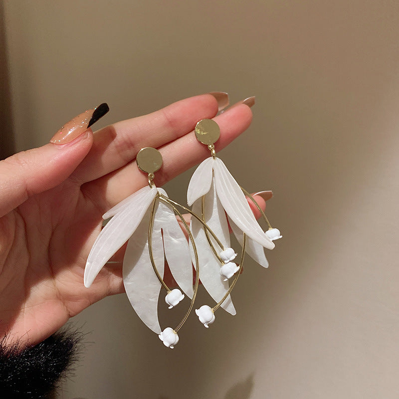 法式超仙花瓣貝殼流蘇耳環輕奢高級感耳釘時尚氣質耳飾設計感小衆