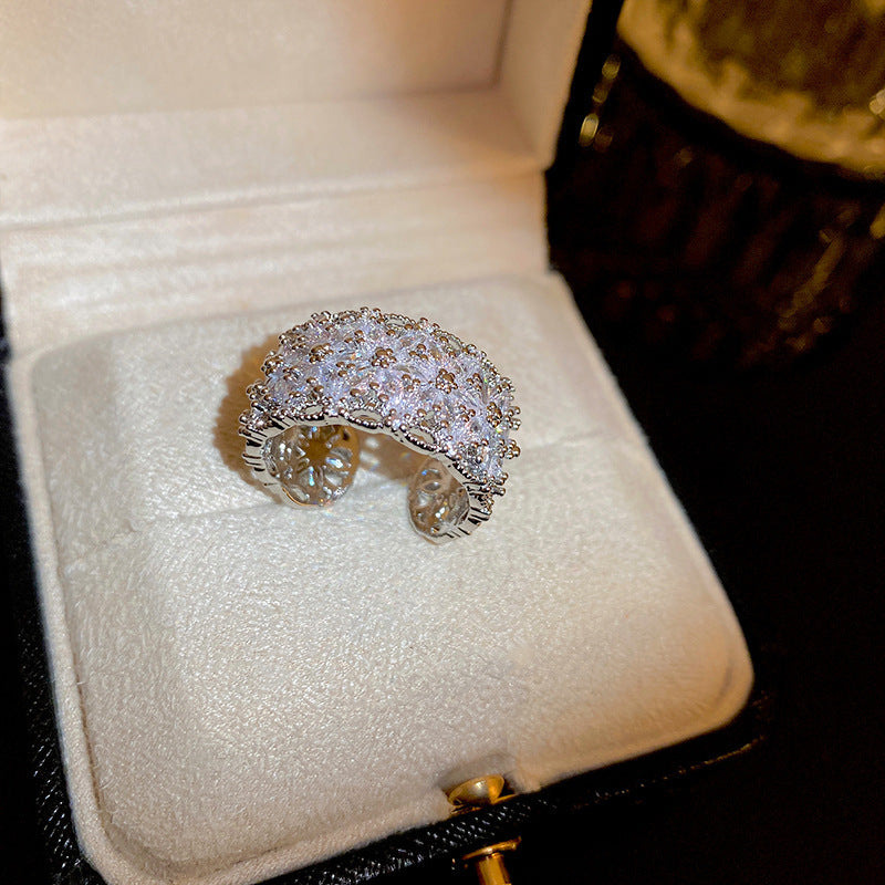 韓國輕奢鋯石圓圈蛇形葫蘆戒指小衆設計感食指戒氣質高級感手飾女