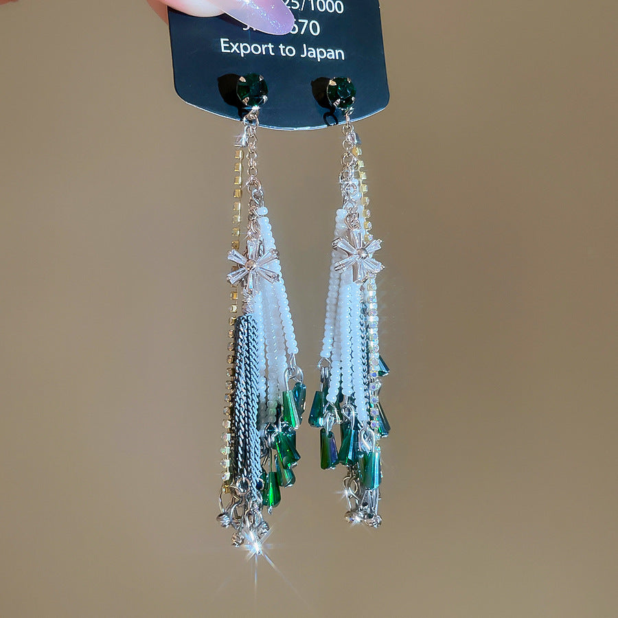 銀針熱銷鑲鑽鋯石水滴蝴蝶流蘇耳環輕奢高級感耳釘耳飾設計感小衆