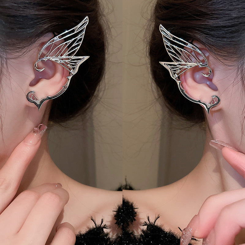 銀針歐美誇張銀色素圈愛心耳環冷淡風時尚耳圈輕奢個性高級感耳飾