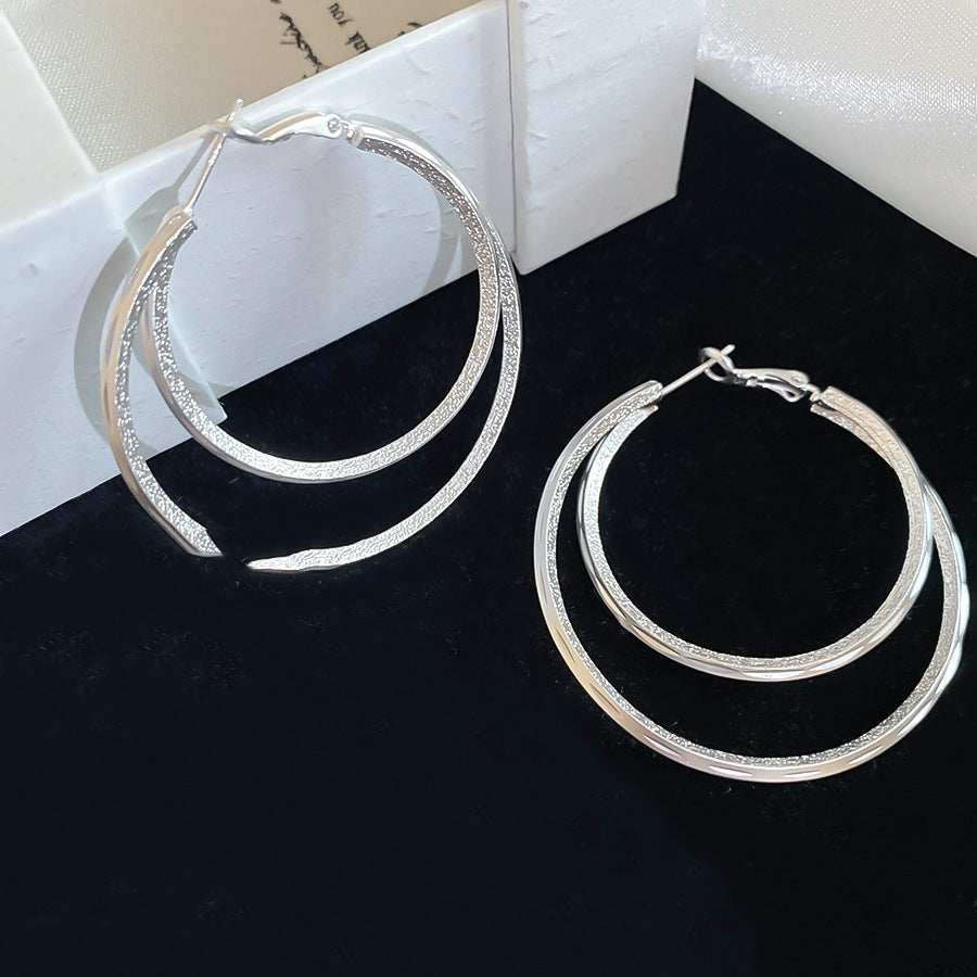 銀針圓圈銀色耳環輕奢高級感耳釘女冷淡風時尚百搭耳飾設計感小衆