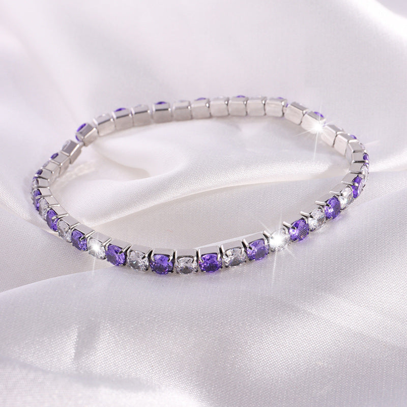 鈦鋼手鐲彈力鑲鑽滿鑽不鏽鋼手鐲女生高級感時尚輕奢不掉色手環