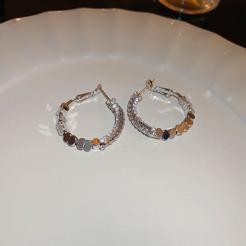 銀針圓圈銀色耳環輕奢高級感耳釘女冷淡風時尚百搭耳飾設計感小衆