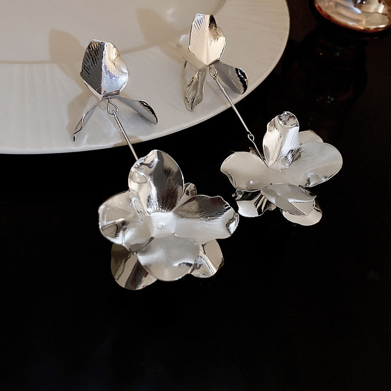 银针欧美跨境花朵几何流苏耳钉时尚金属风耳环轻奢高级感耳饰