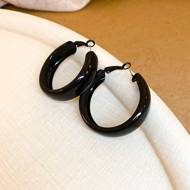 銀針多巴胺彩色耳圈甜美小清新簡約個性耳環設計感小衆歐美耳飾女