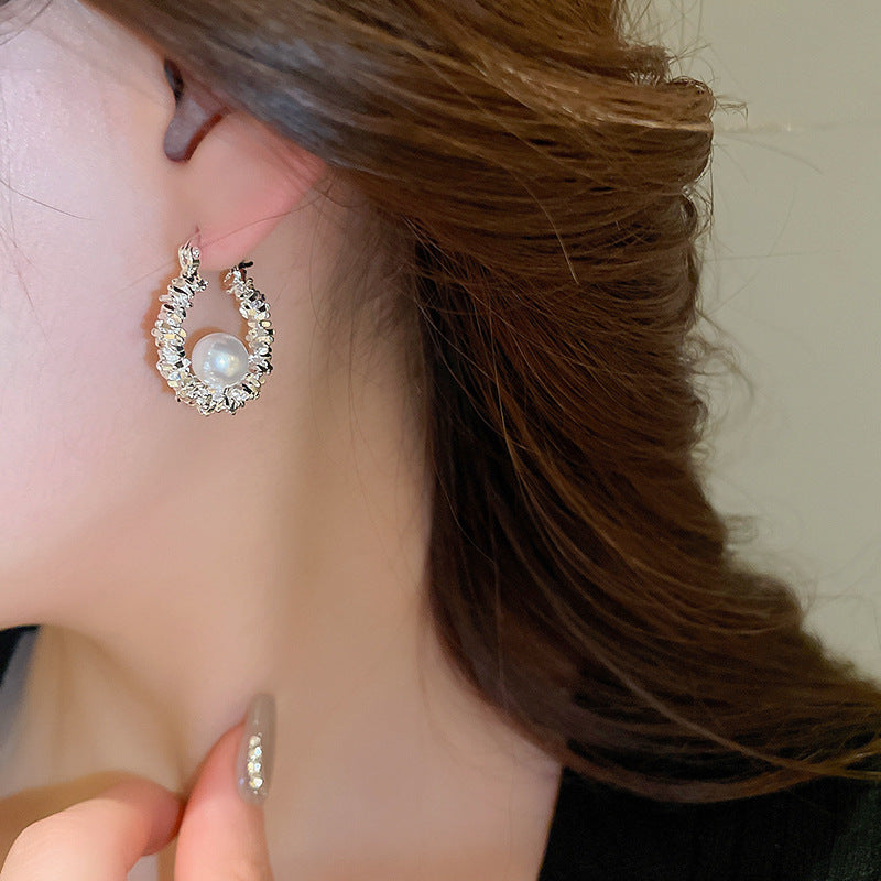 銀針圓圈銀色耳環輕奢高級感耳釘女冷淡風時尚百搭耳飾設計感小衆