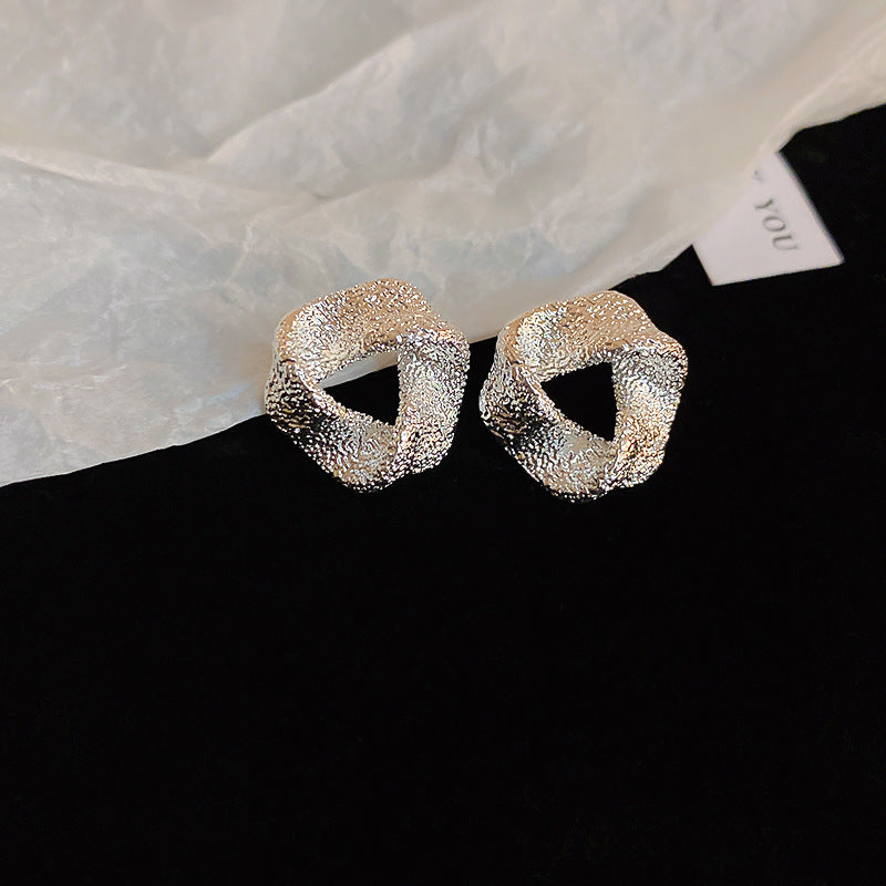 銀針歐美誇張銀色素圈愛心耳環冷淡風時尚耳圈輕奢個性高級感耳飾