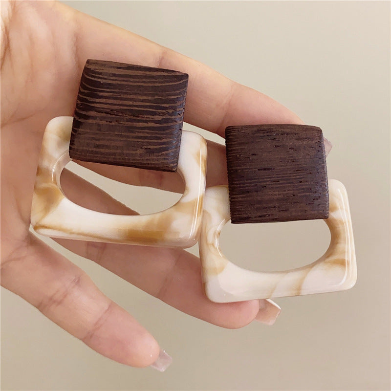 銀針樹脂不規則幾何形鏤空耳環輕奢高級感耳釘復古耳飾設計感小衆