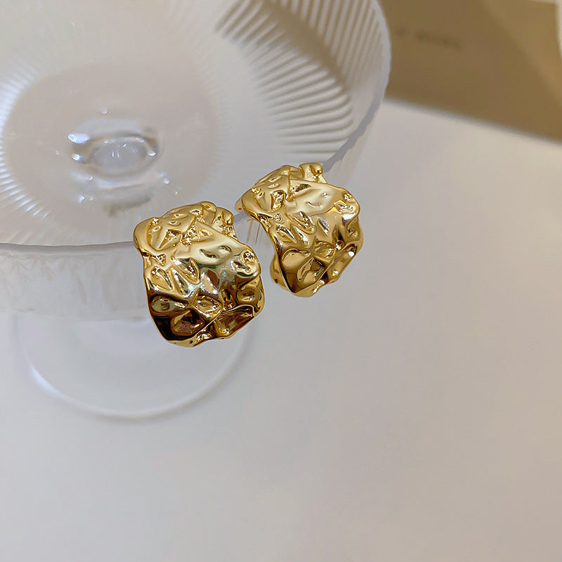 銀針歐美金屬風鏤空花朵魚尾珍珠耳環誇張氣質耳釘重工高級感耳飾