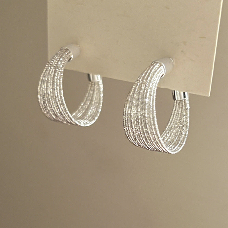 銀針冷淡風透明樹脂水滴花朵珍珠耳環時尚耳釘跨境歐美高級感耳飾