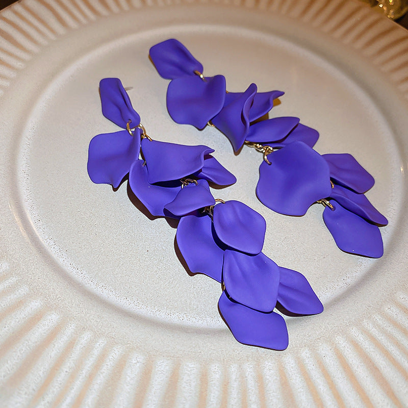 銀針歐美金屬風珍珠蝴蝶花朵流蘇耳釘小衆個性耳環時尚誇張耳飾女