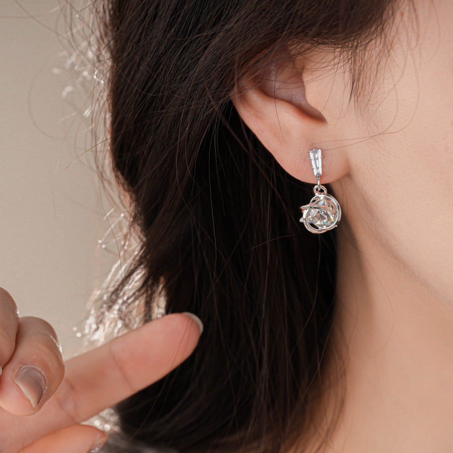 銀針時尚甜酷鋯石三角形旋渦耳釘小衆設計感耳環輕奢高級感耳飾女