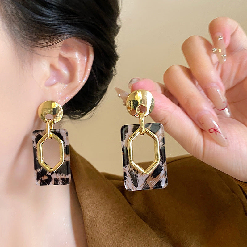 銀針樹脂不規則幾何形鏤空耳環輕奢高級感耳釘復古耳飾設計感小衆