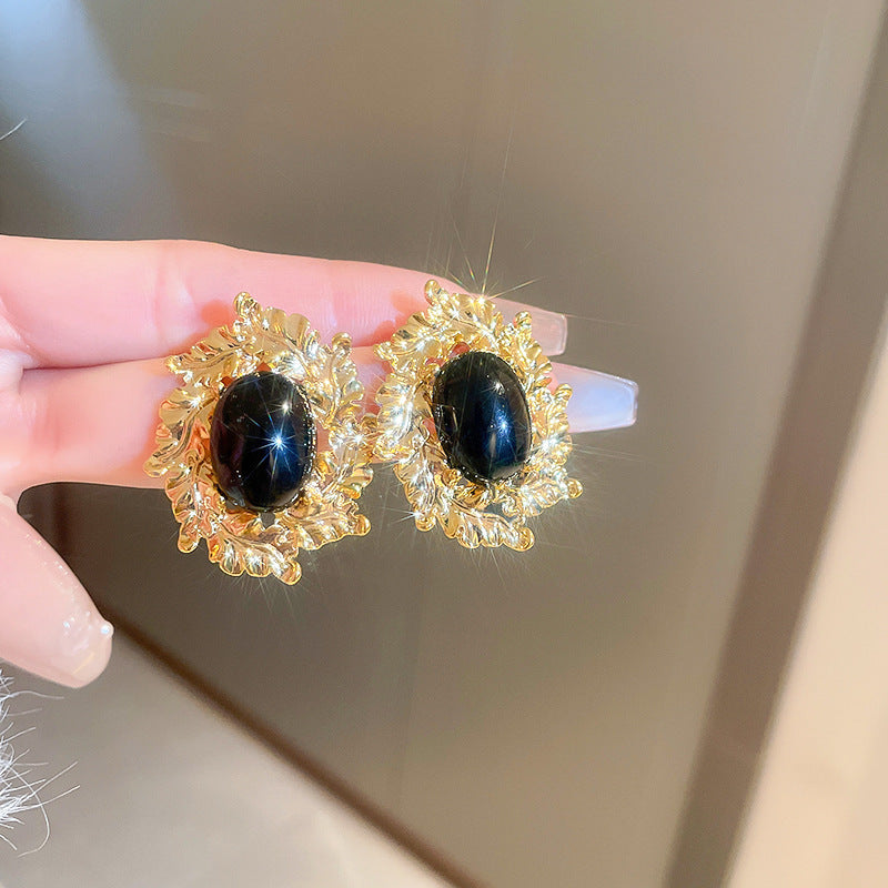 銀針復古花朵愛心字母珍珠耳環法式氣質耳釘輕奢高級感耳飾女