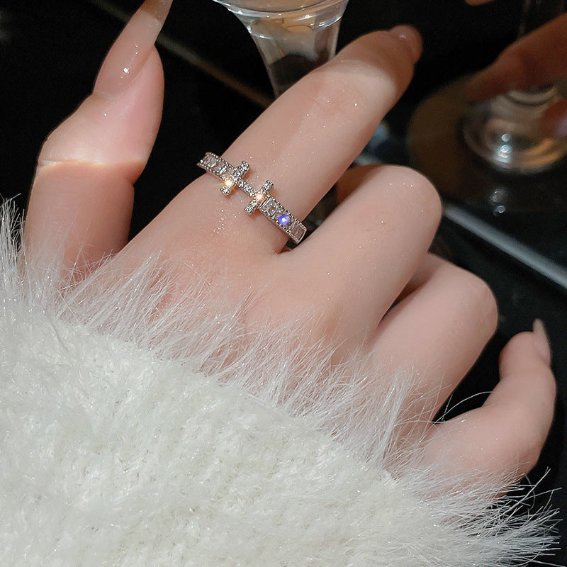 韓國輕奢鋯石圓圈蛇形葫蘆戒指小衆設計感食指戒氣質高級感手飾女