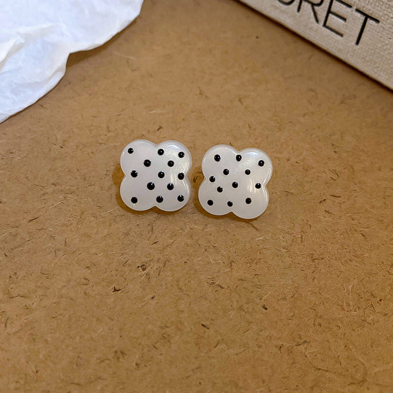 銀針冷淡風透明樹脂水滴花朵珍珠耳環時尚耳釘跨境歐美高級感耳飾