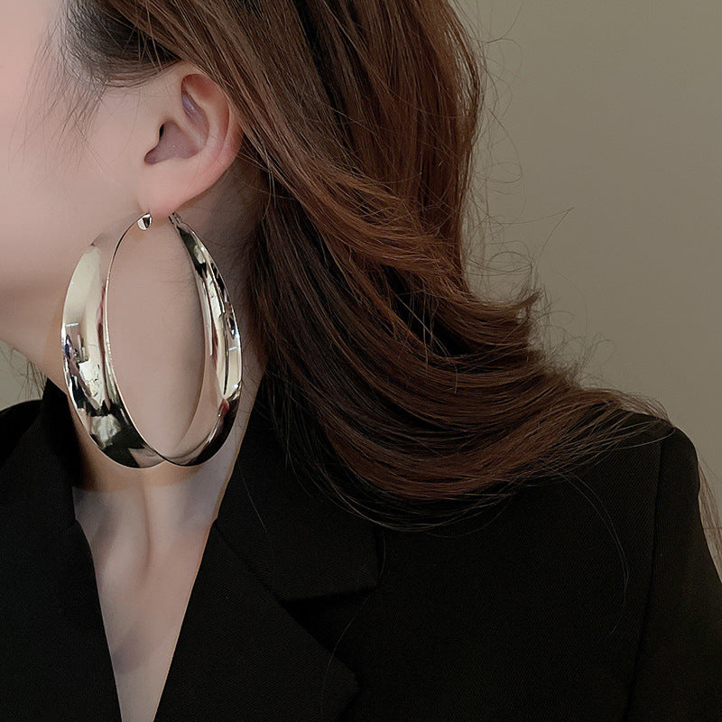 銀針跨境高級感銀色幾何圓珠愛心耳釘小衆個性耳環冷淡風耳飾