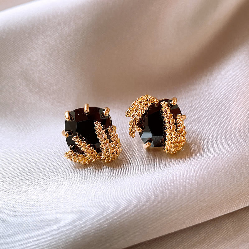 銀針法式黑色鑲鑽字母珍珠包包流蘇耳環小衆氣質耳釘高級感耳飾女