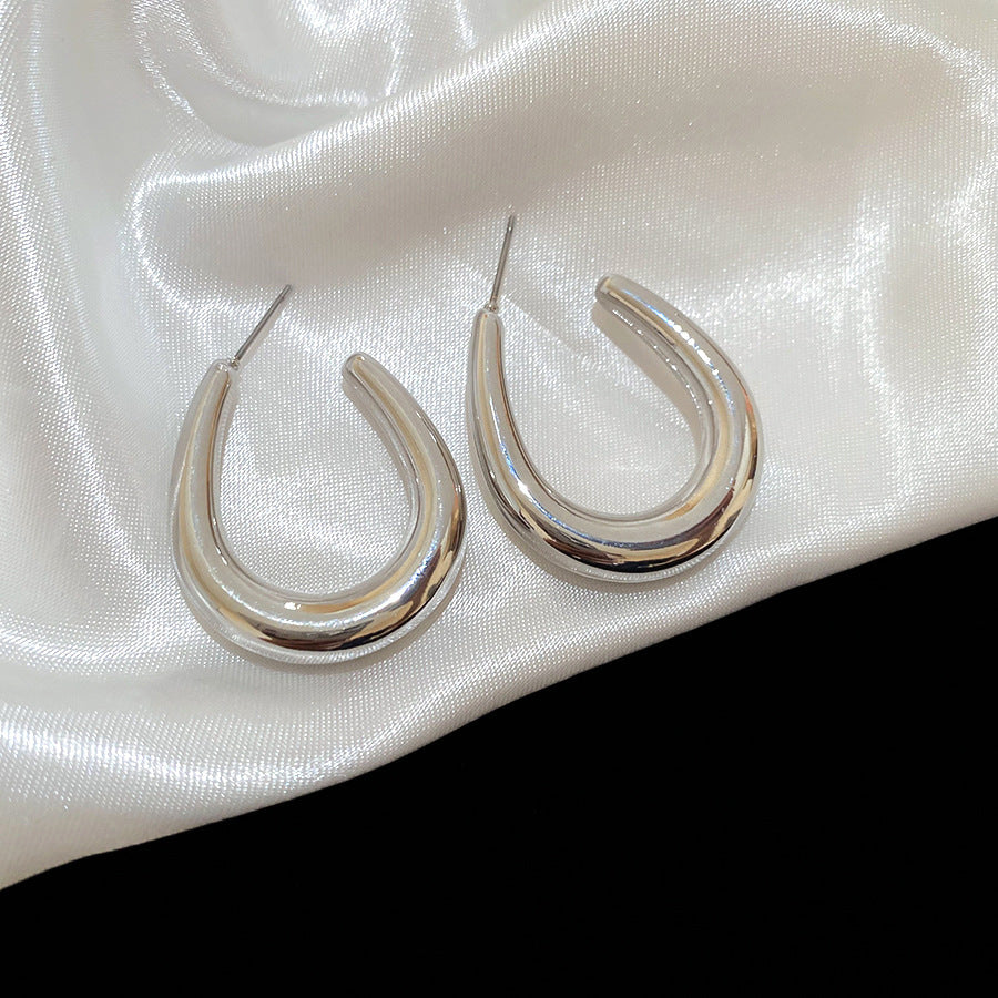 銀針圓圈銀色耳環輕奢高級感耳釘女冷淡風時尚百搭耳飾設計感小衆