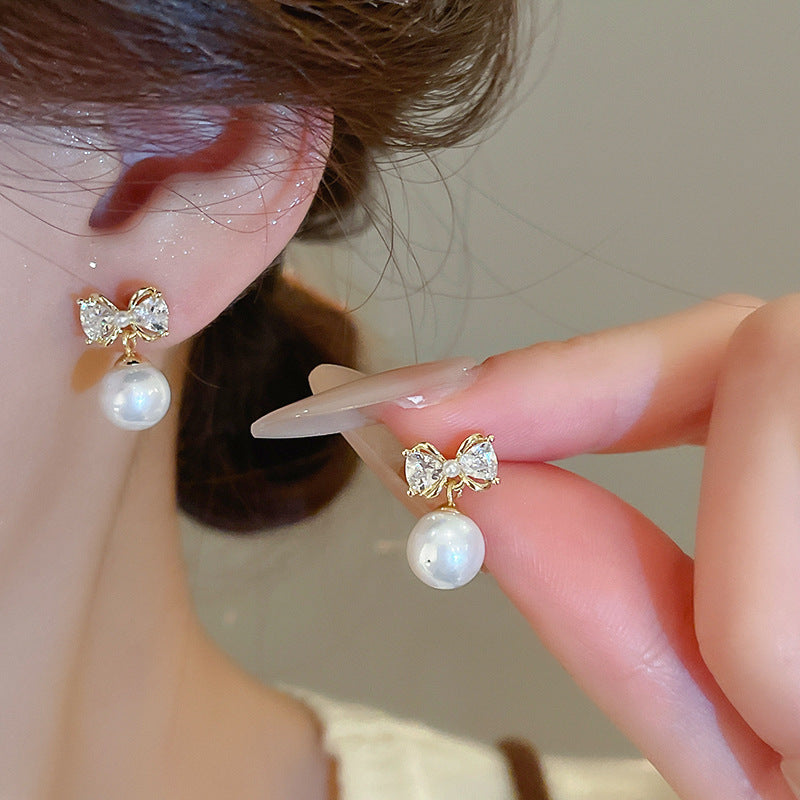 銀針輕奢鋯石几何蝴蝶花朵流蘇耳釘個性冷淡風耳環歐美高級感耳飾