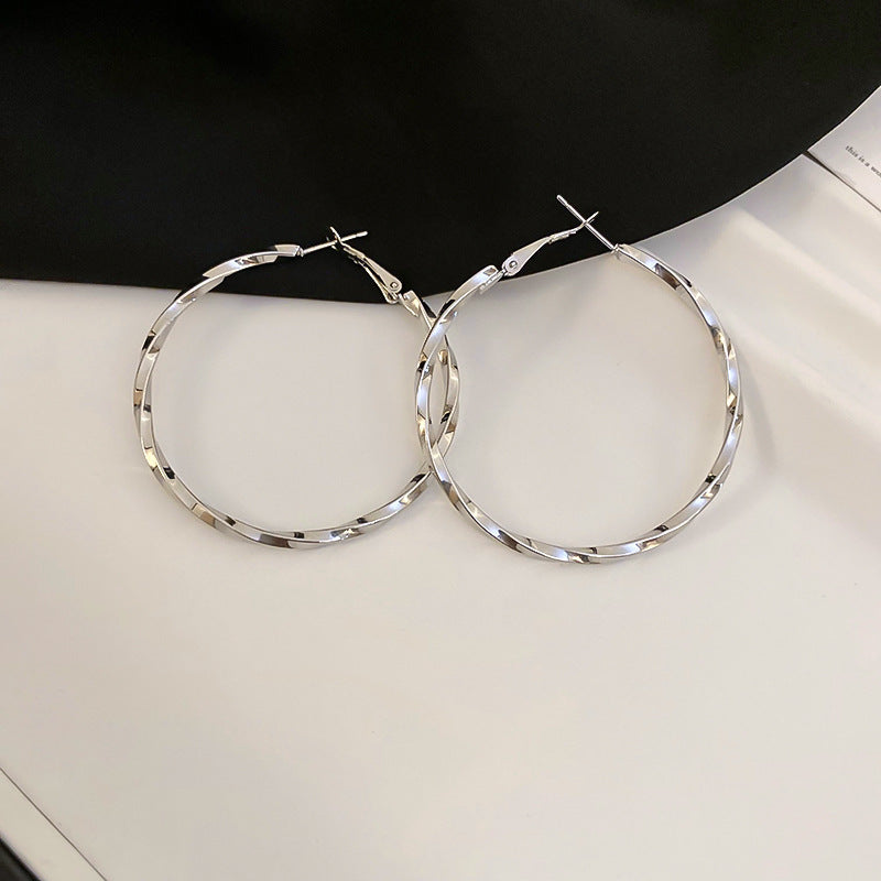 銀針圓圈銀色耳環輕奢高級感耳釘女冷淡風時尚百搭耳飾設計感小衆