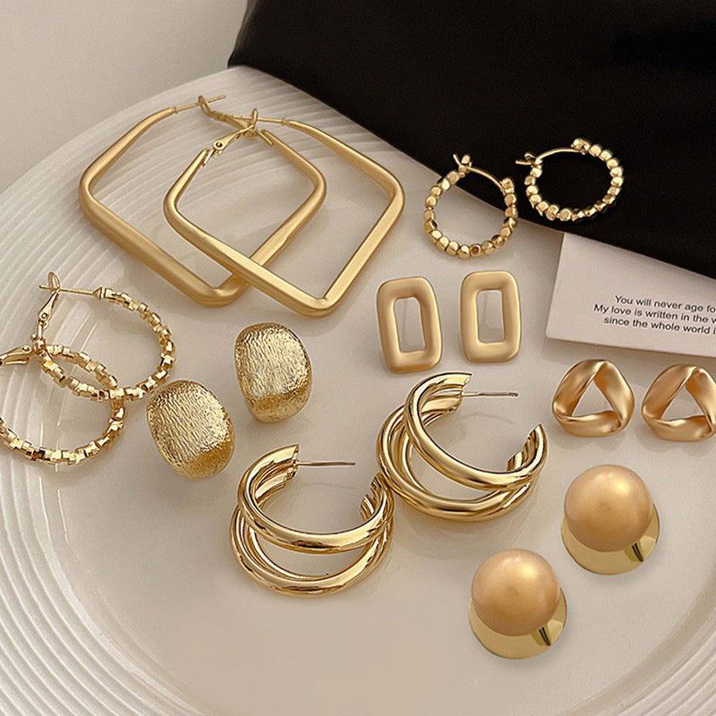 銀針歐美誇張金屬風幾何耳環簡約小衆設計耳釘氣質時尚高級感耳飾