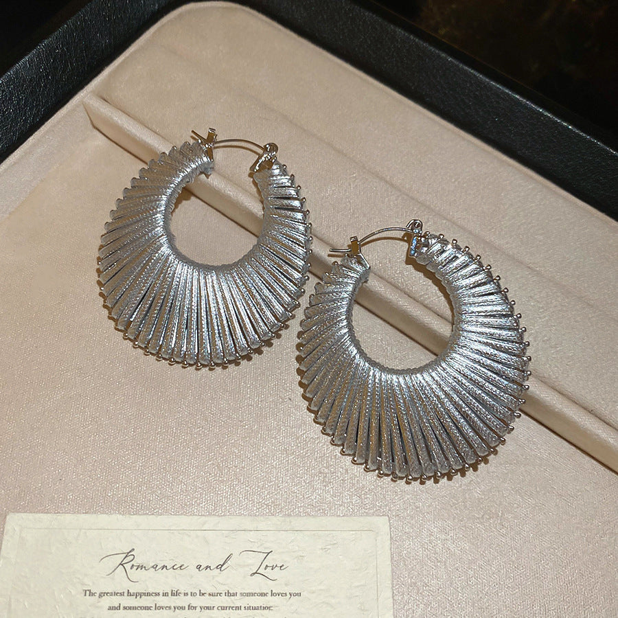 銀針圓圈銀色耳環輕奢高級感耳釘女冷淡風時尚百搭耳飾設計感小衆