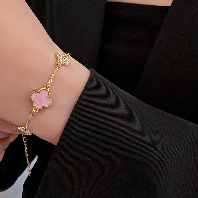 法式輕奢鑲鑽花朵項鍊小衆簡約設計感鎖骨鏈氣質時尚高級感項飾女