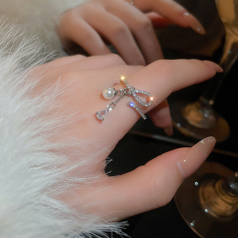 韓國輕奢鋯石圓圈蛇形葫蘆戒指小衆設計感食指戒氣質高級感手飾女